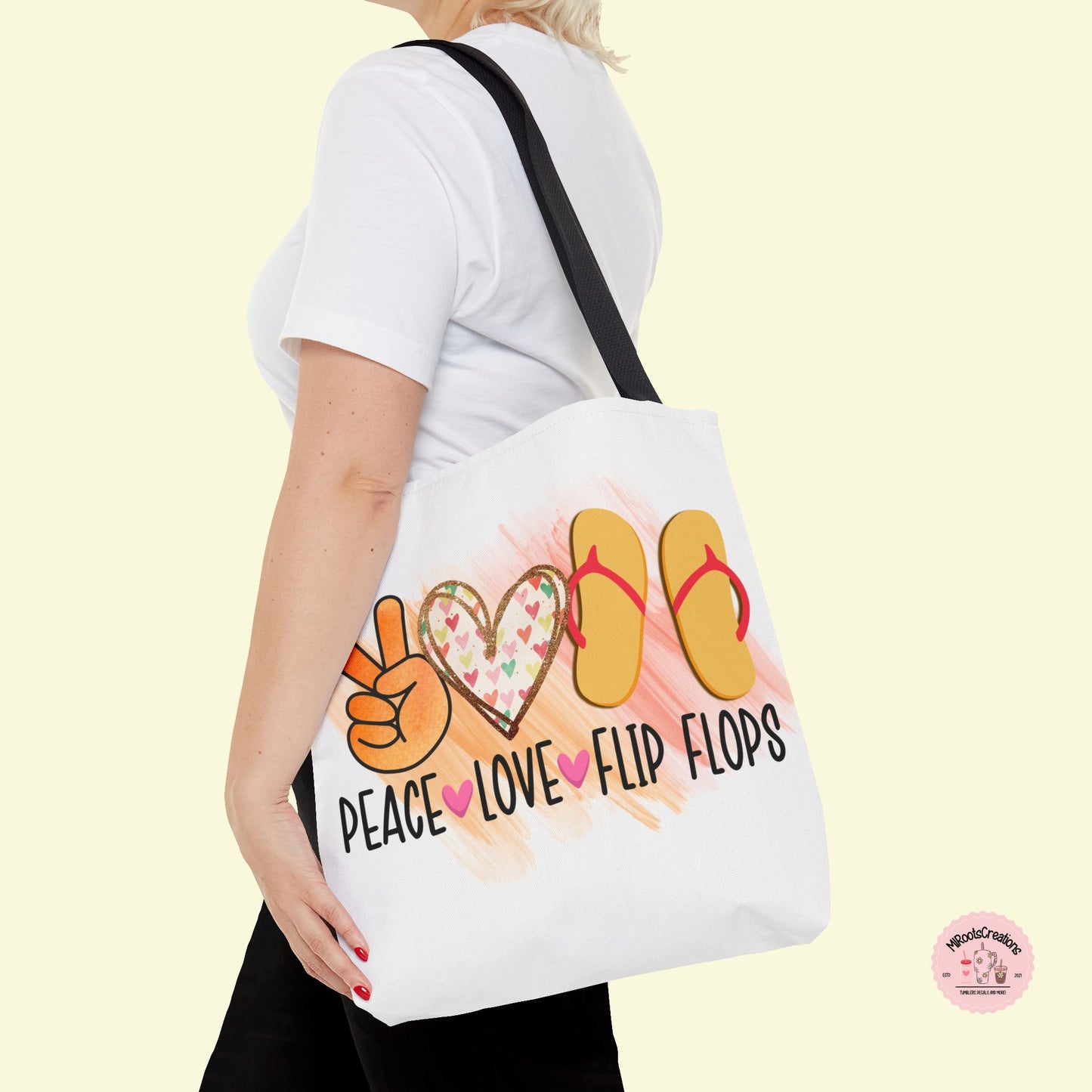 Peace Love and Flip-flops Beach Tote Bag