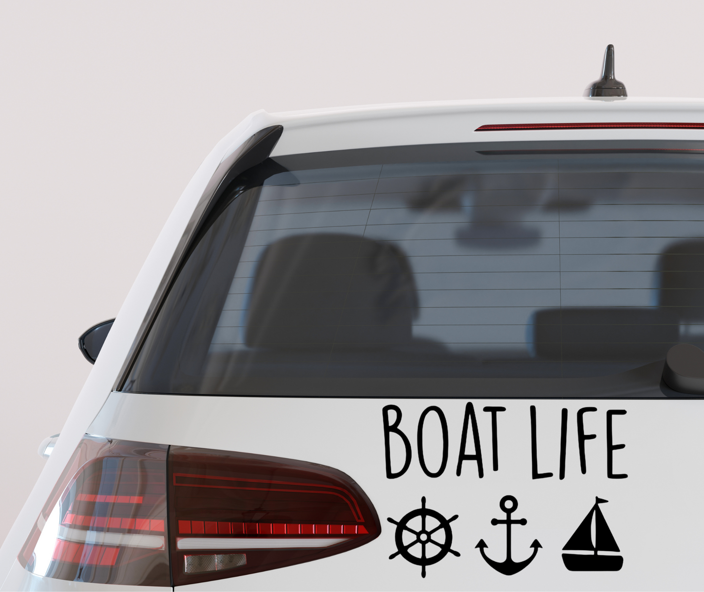 “Boat Life” nautical vinyl decal featuring anchor and ocean/lake theme, perfect for boats, cars, coolers, and water bottles.