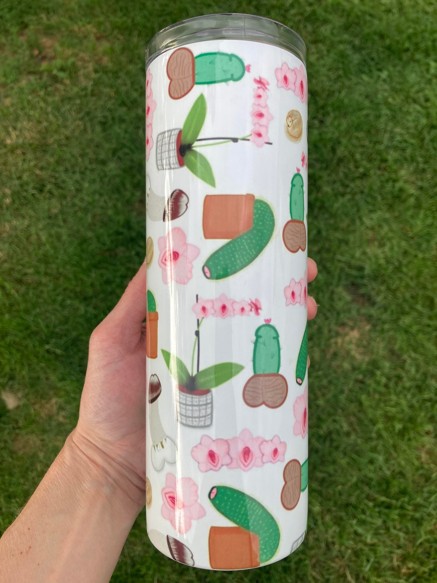 20 oz Tumbler with Penis' shaped like cactus plants and other succulents