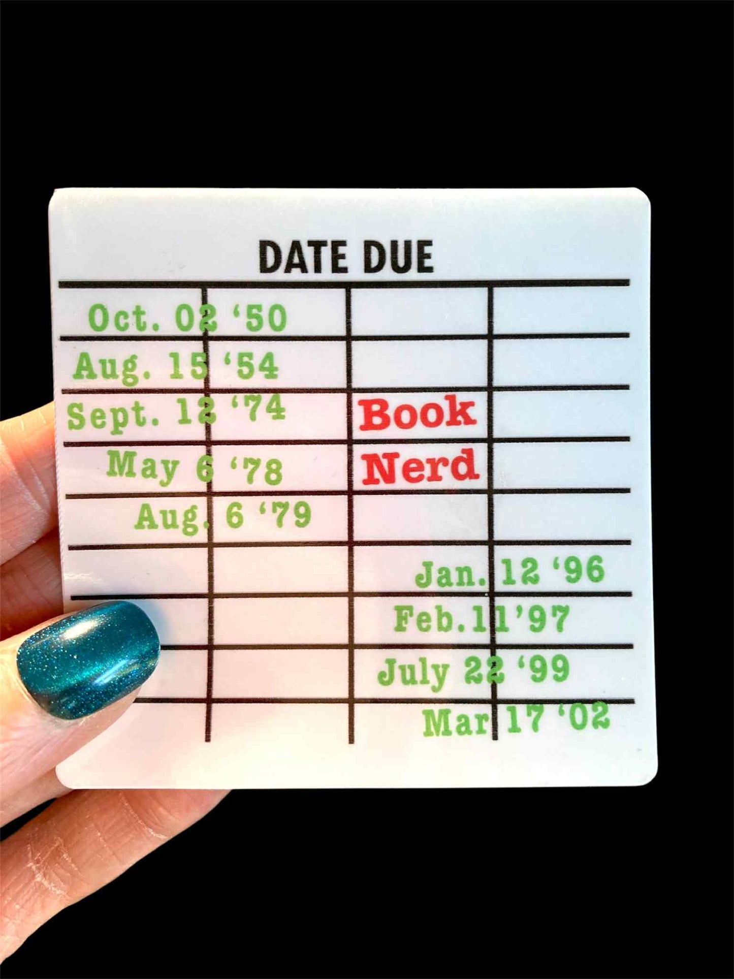 Waterproof Due Date Library Book Card (Bookish) Sticker