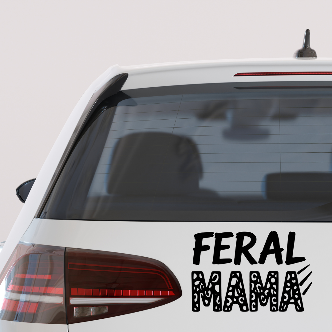 Feral Mama car decal – bold, funny mom vinyl sticker for SUV, laptops, tumblers, and more