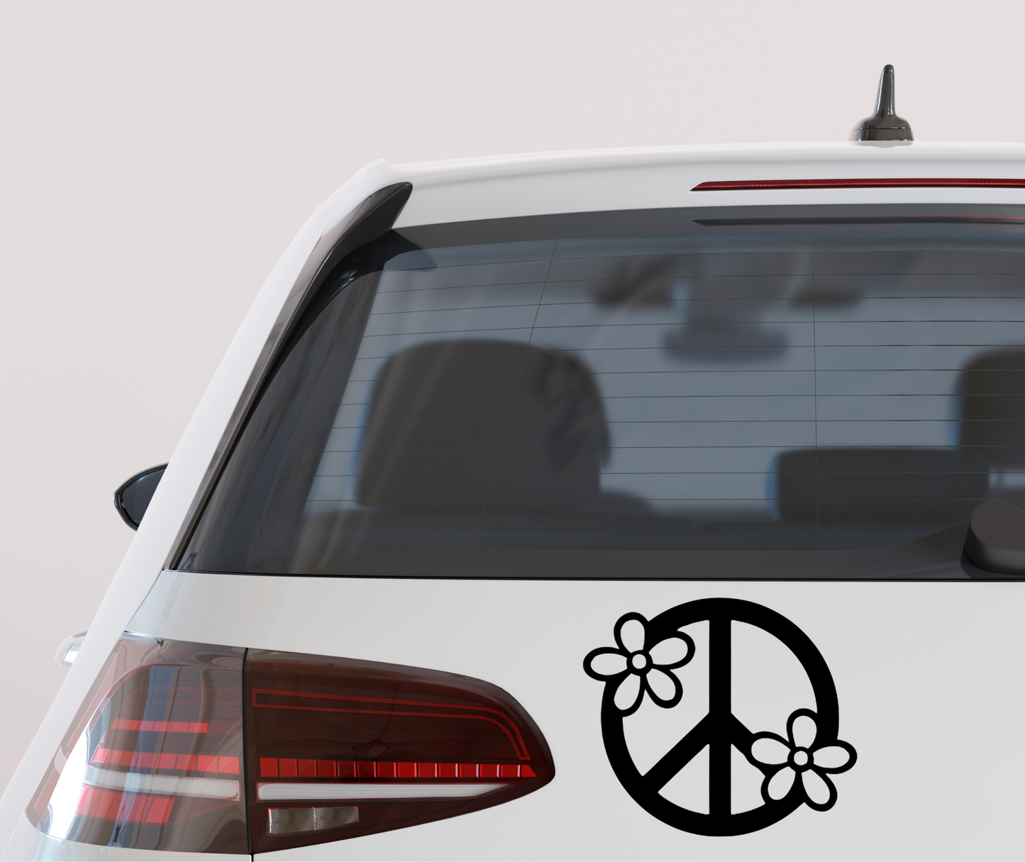 Floral peace sign vinyl decal with boho hippie design, colorful flower sticker for cars, laptops, tumblers, and water bottles.