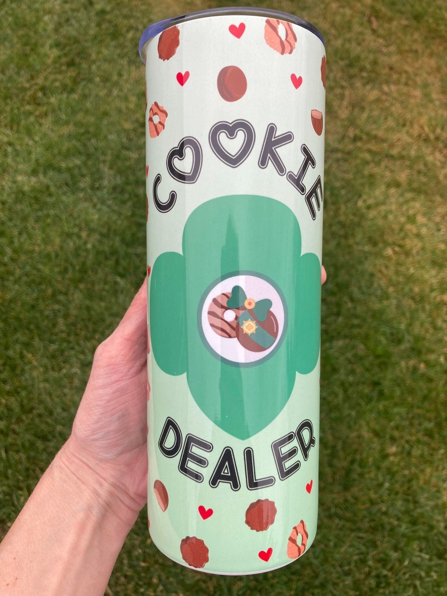 20 oz Girl Scout Cookie Dealer Tumbler. Can customize for Troop number and/or leader name.