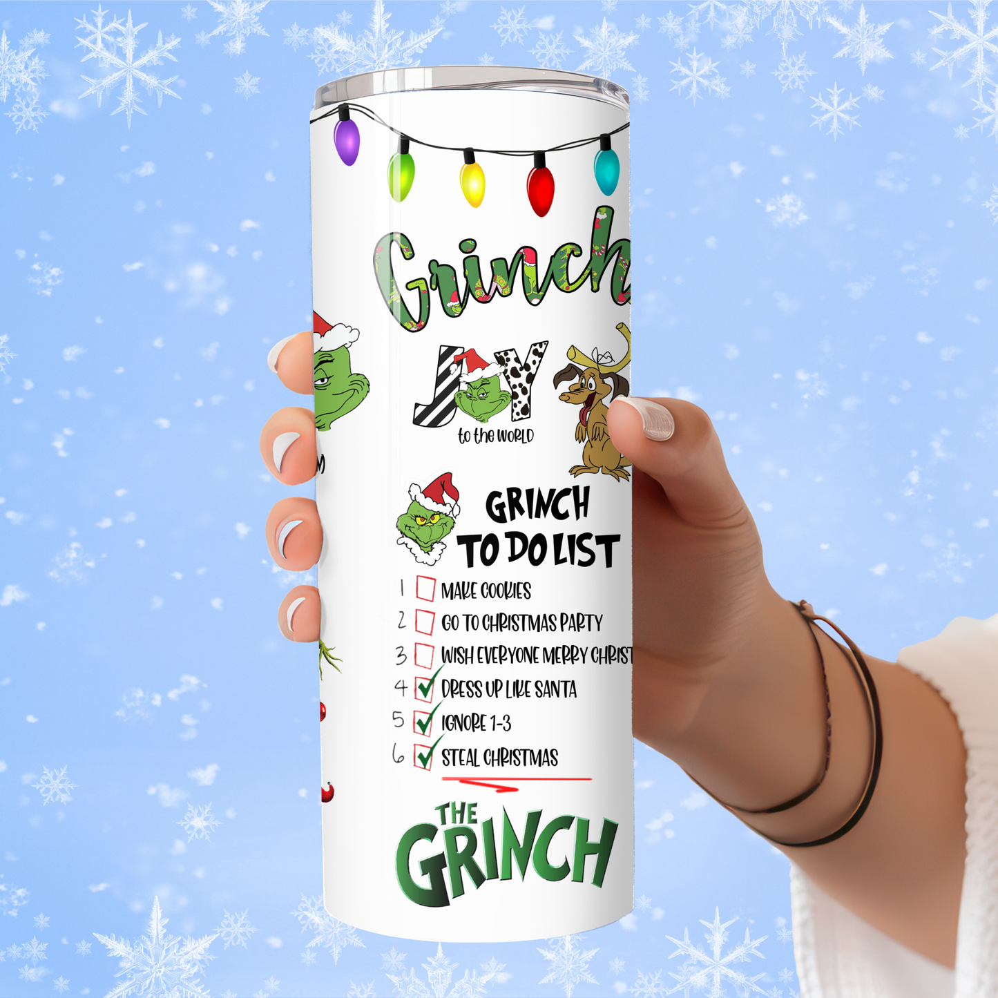 Grinch To-Do List Christmas Tumbler | Funny Holiday Checklist Cup