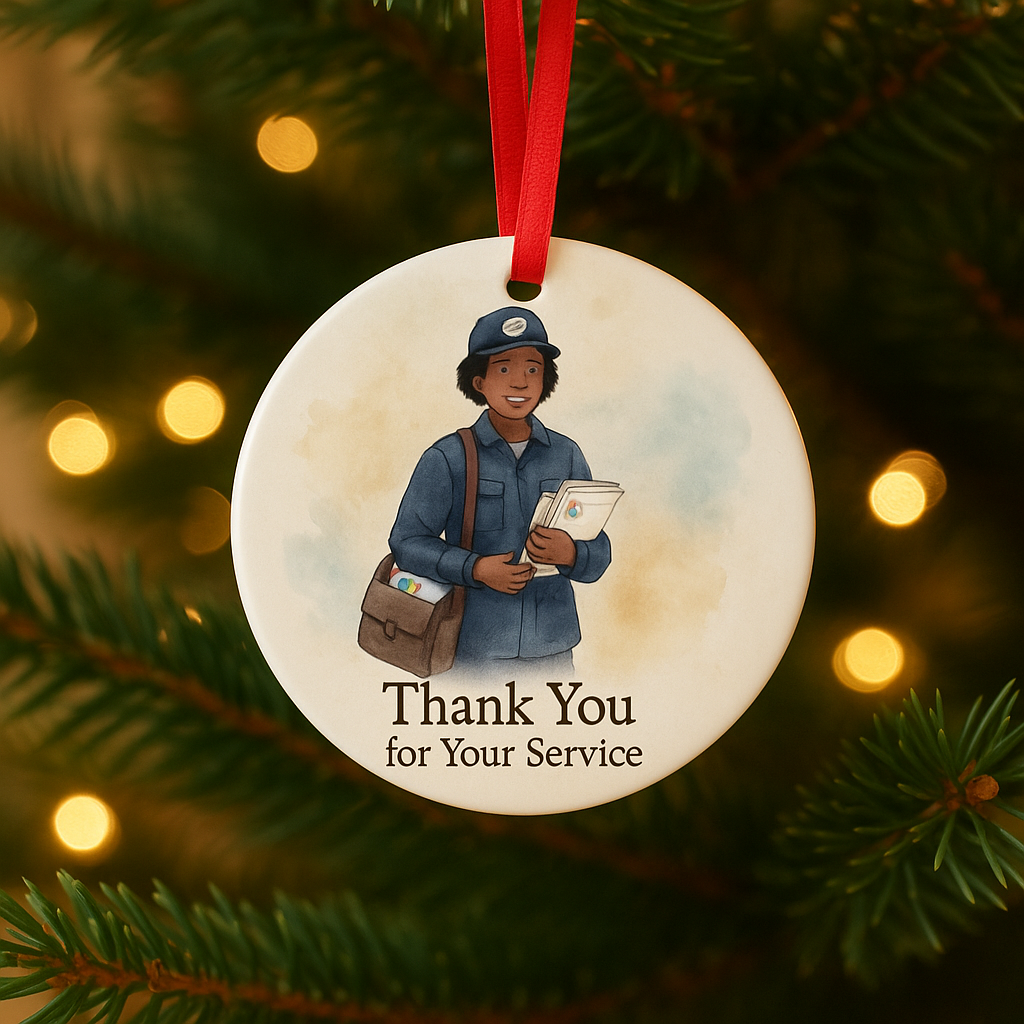 Mail Carrier Christmas Ornament – Watercolor Postal Worker Appreciation Gift