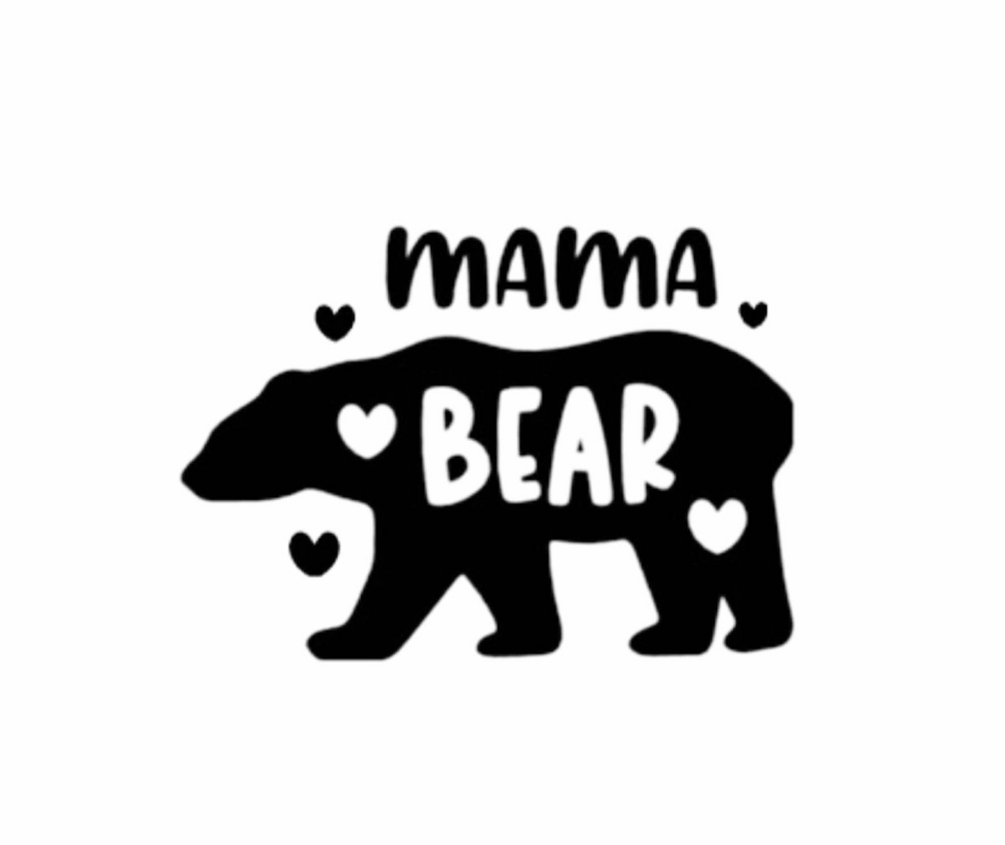 Mama Bear vinyl decal with bear silhouette design, cute animal mom life sticker for cars, laptops, tumblers, and water bottles.