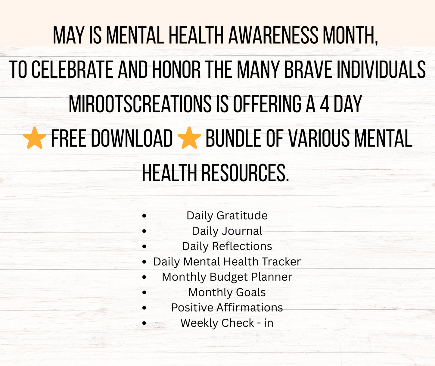 Product Details; Free download until 5/11, 11 files included listed examples: daily gratitude, daily journals, daily reflections, monthly budget planner, etc.