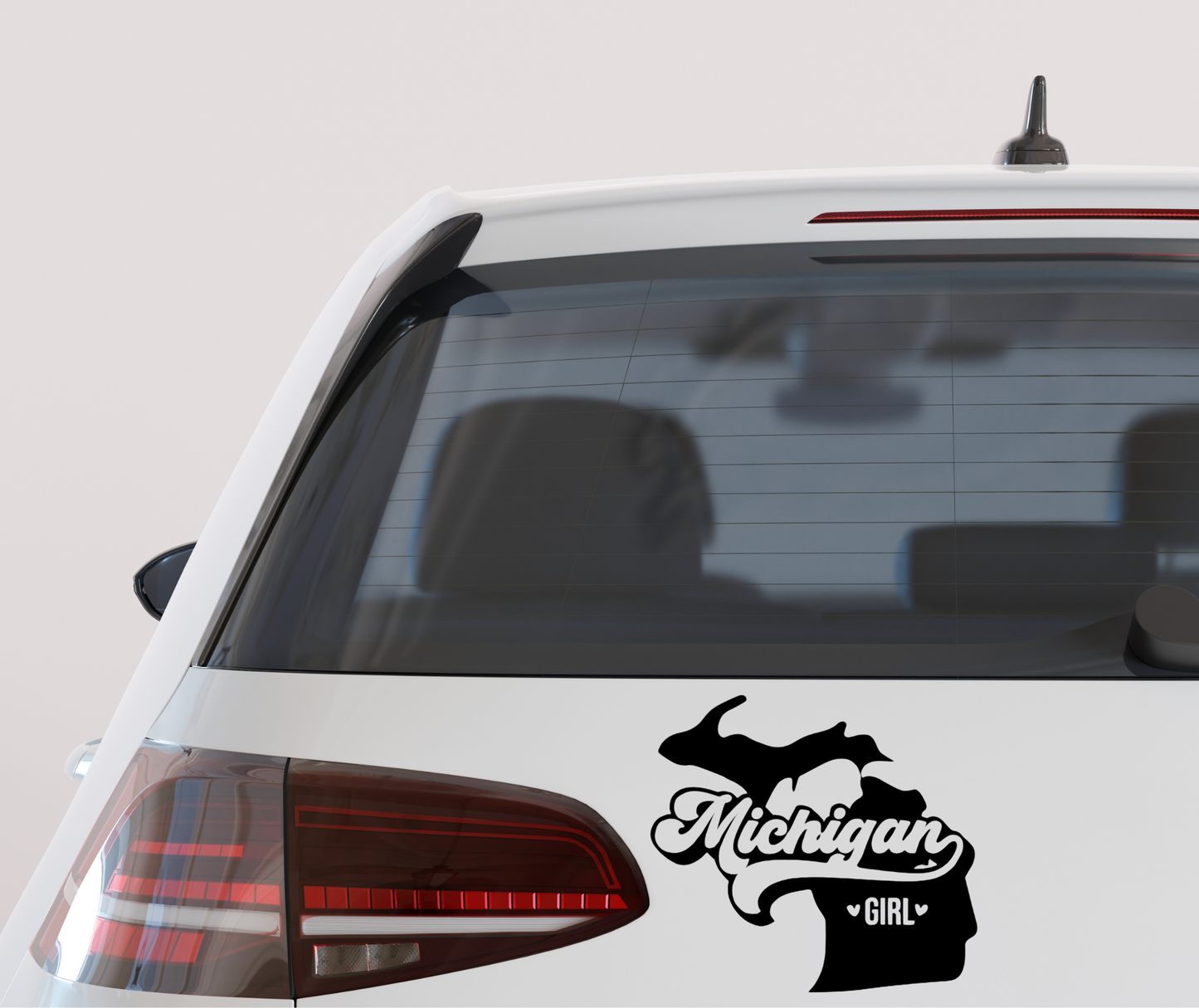 Michigan Girl car decal with outline of the state of Michigan – permanent vinyl sticker for cars, trucks, laptops, and tumblers
