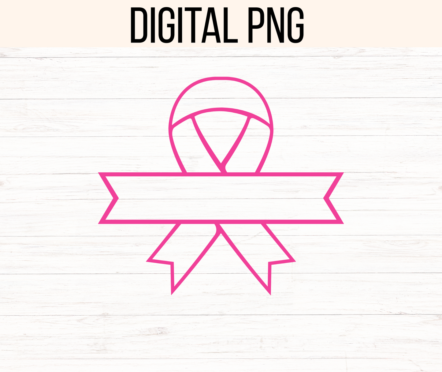 Monogram Breast Cancer Ribbon Png. 300 dpi, ready to print, instant download.