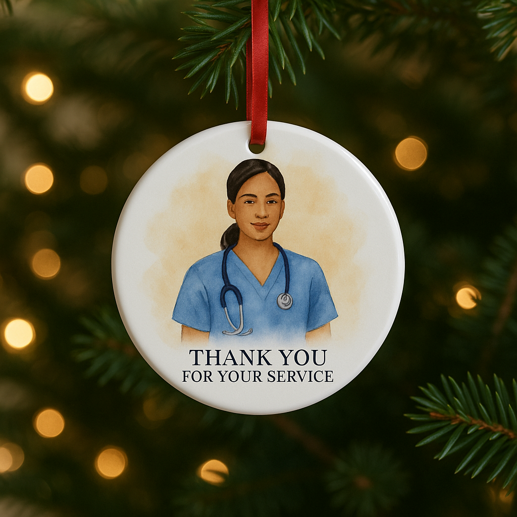 Nurse Christmas Ornament – Watercolor Healthcare Hero Appreciation Gift