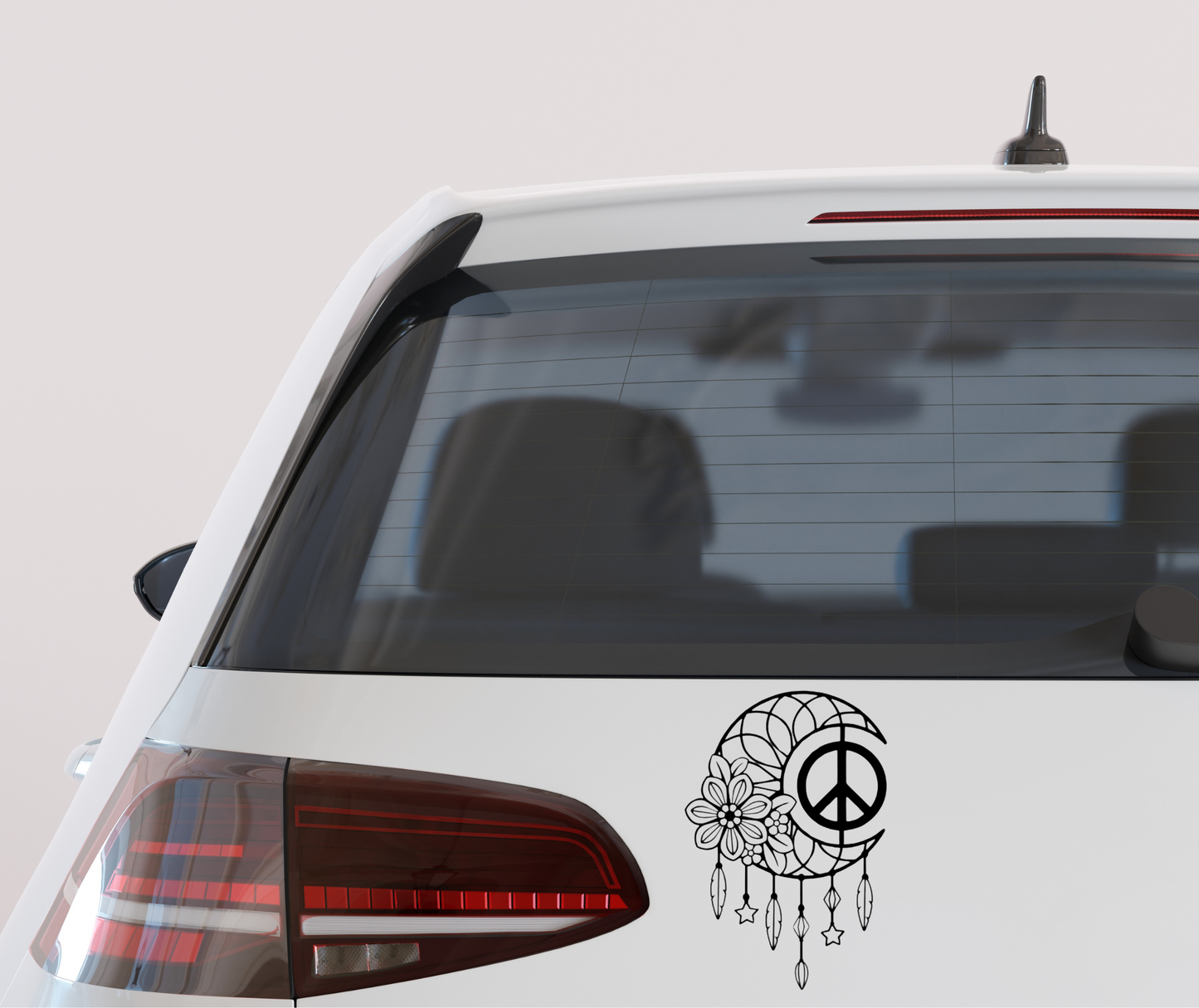 Peace sign dreamcatcher vinyl decal – boho hippie sticker with feathers for cars, laptops, tumblers, or windows