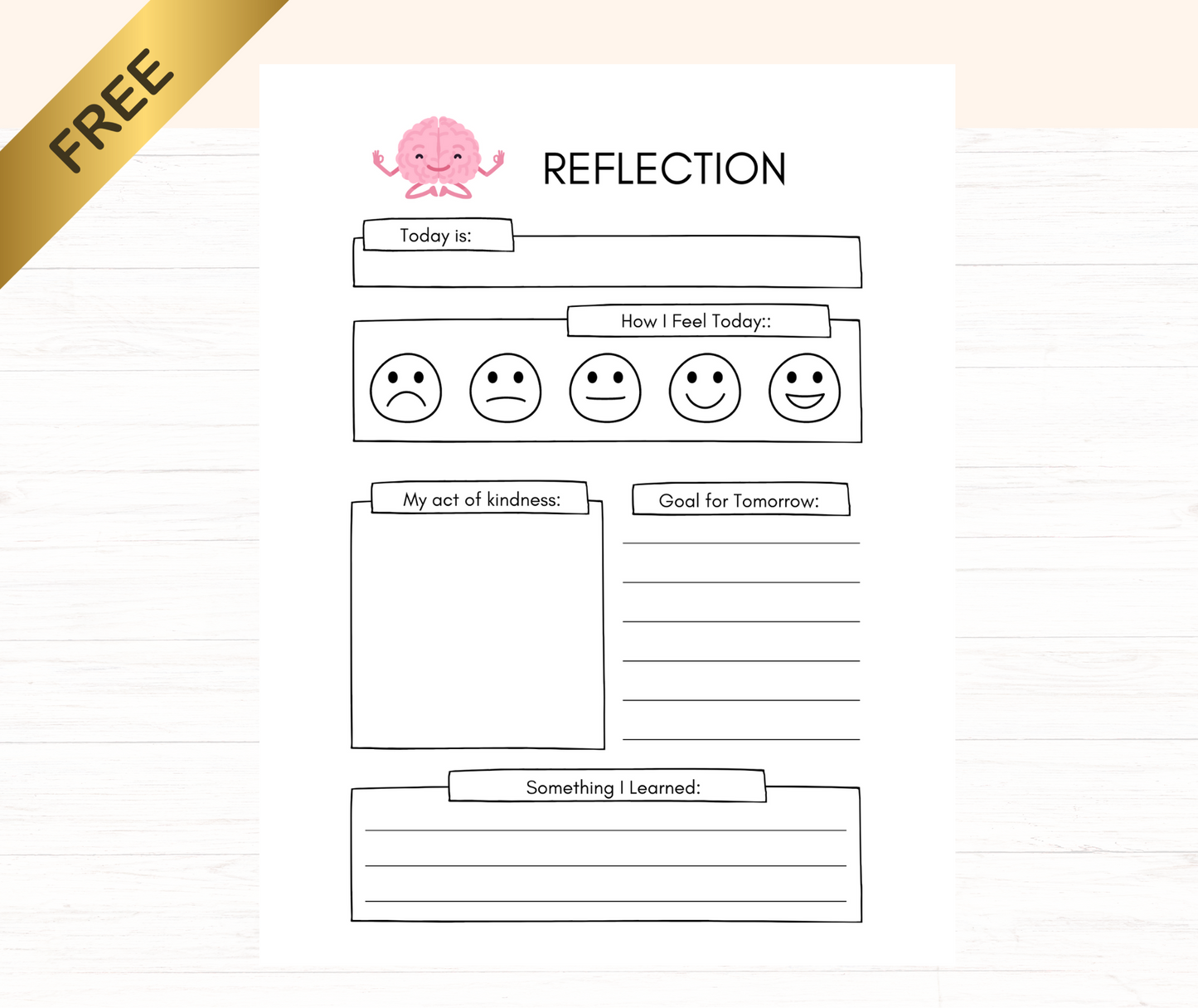 Example of 2nd Daily Reflection worksheet option