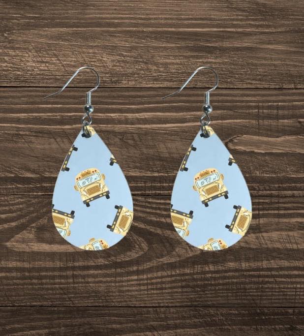 Teardrop shaped; School bus earrings