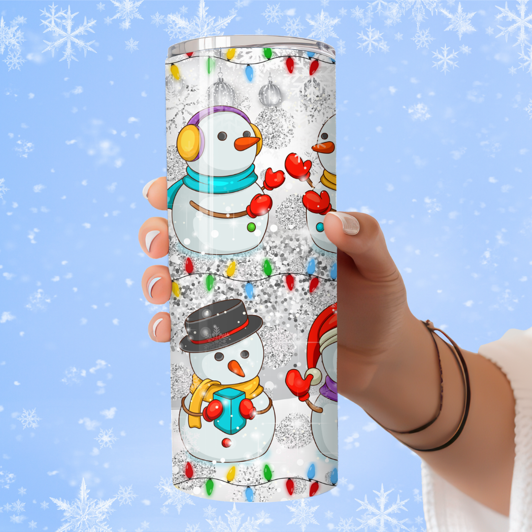 Snowman Holiday Christmas Tumbler – Holiday Lights Winter Drinkware