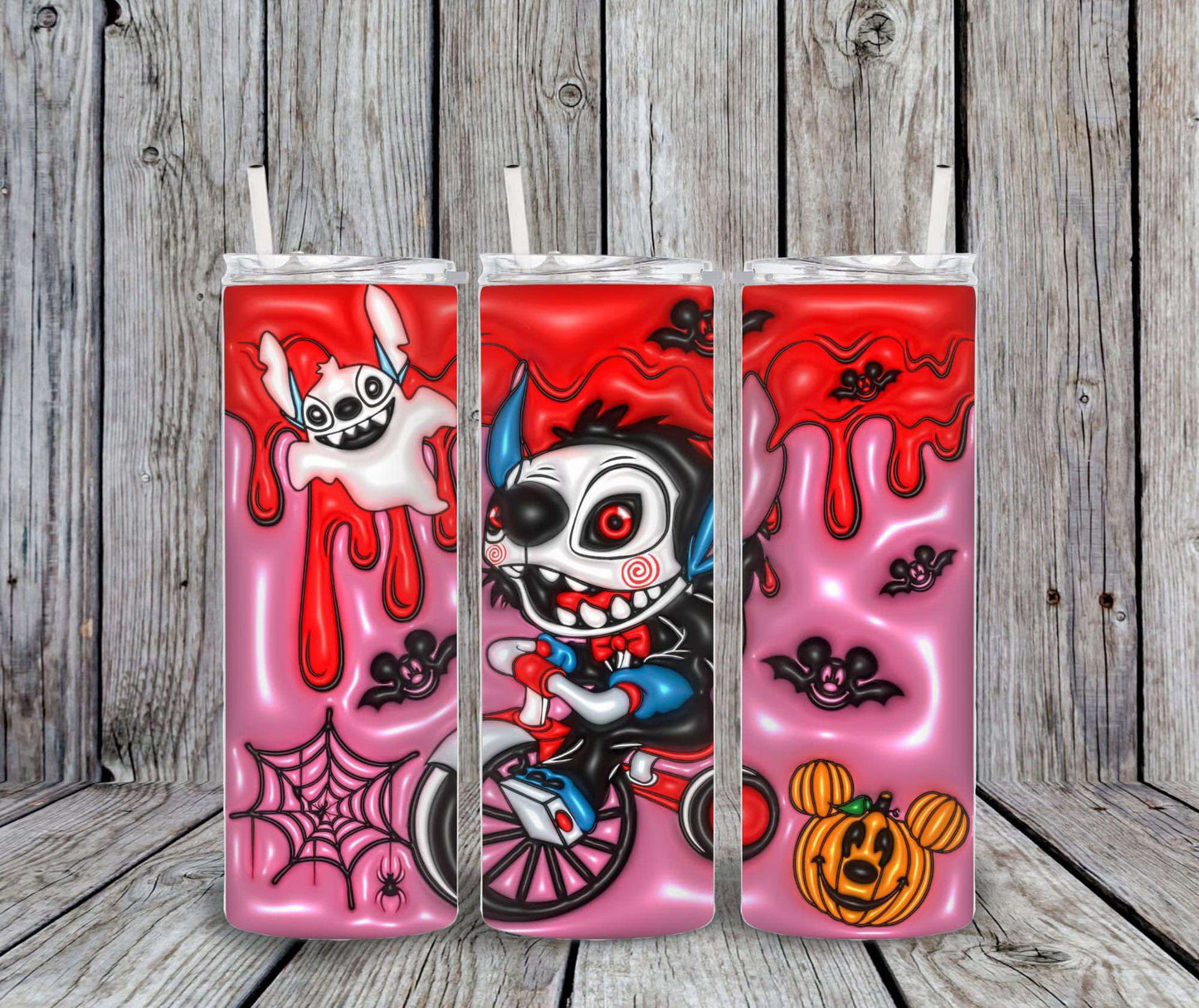 20 oz Halloween-themed tumbler with Stitch as Jigsaw