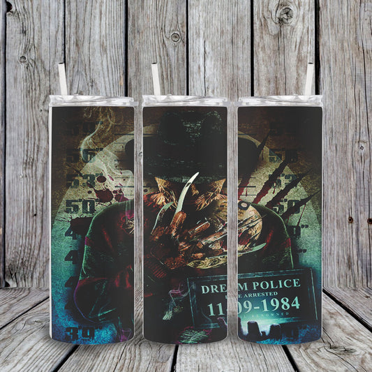 20 oz The Dream Police Freddy Krueger Halloween Tumbler