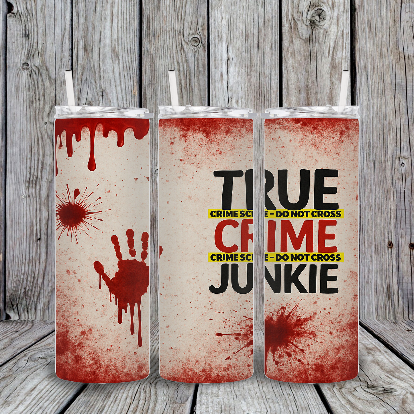 True Crime Junkie Crime Scene Halloween Tumbler