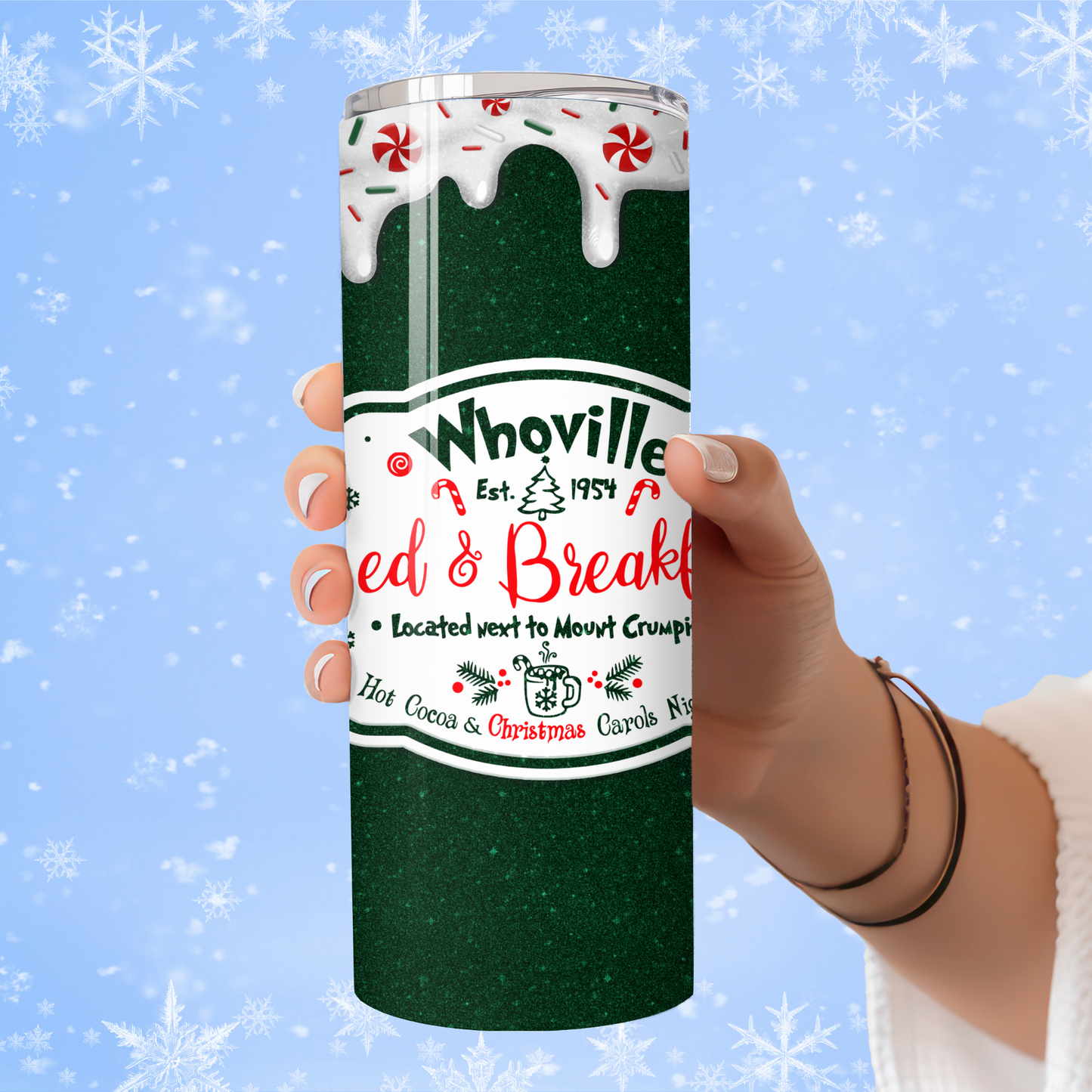 Whoville Bed & Breakfast Christmas Tumbler | Hot Cocoa & Carols Holiday Cup