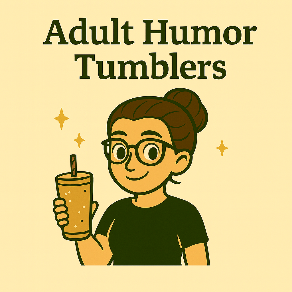 MIRoots Girl holding a decorated tumbler with subtle accents, representing the Adult Humor Tumblers collection.