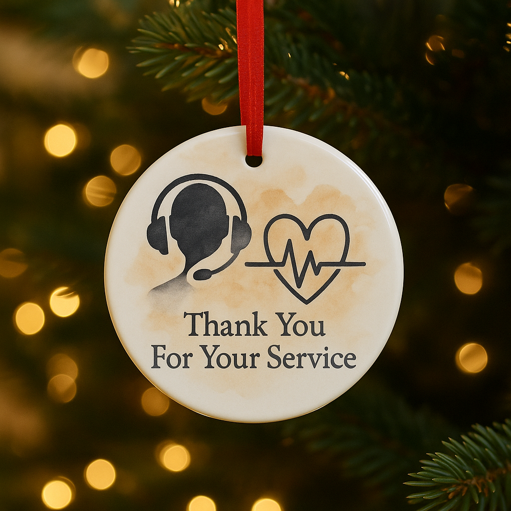 911 Dispatcher Christmas Ornament – Watercolor Emergency Communications Appreciation Gift