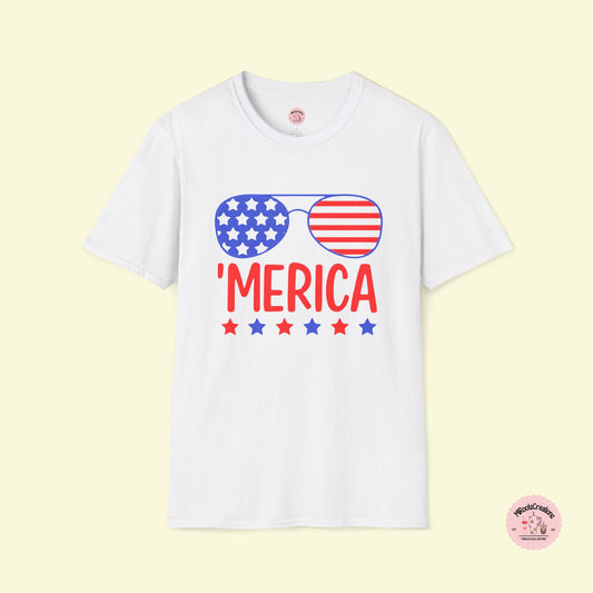Red White blue Aviators 'Merica Patriotic 4th of July shirt. 
