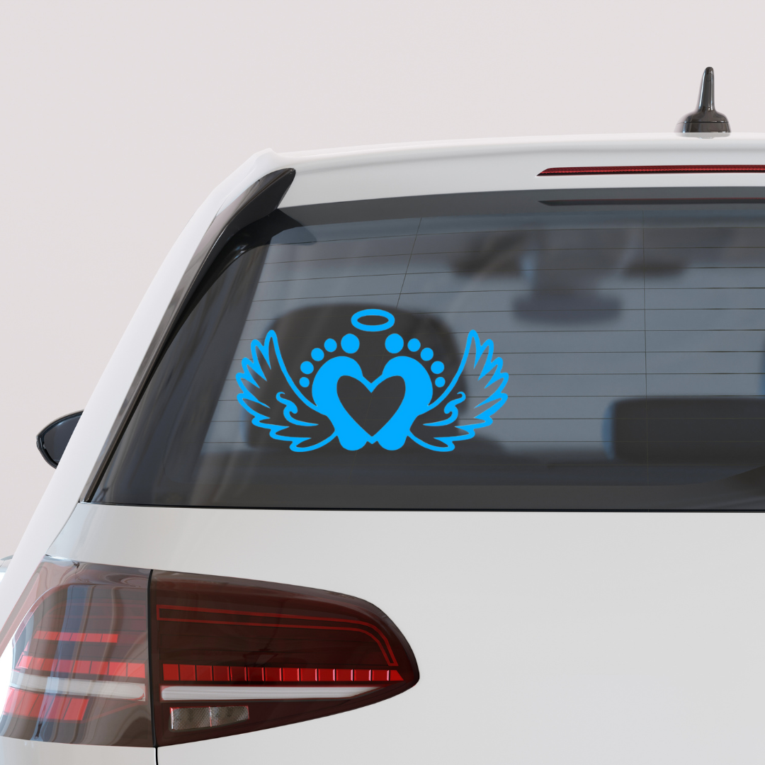 Angel Baby Memorial decal – miscarriage and infant loss remembrance vinyl sticker with wings and halo – waterproof for cars, laptops, and tumblers
