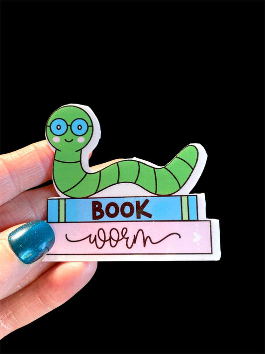 Waterproof cute Bookworm Sticker
