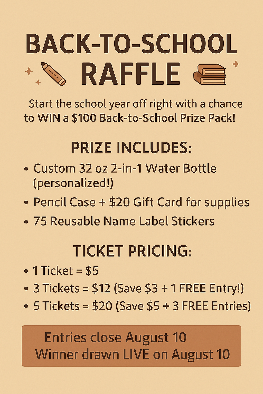Back-to-School Raffle – $100 Prize Pack!