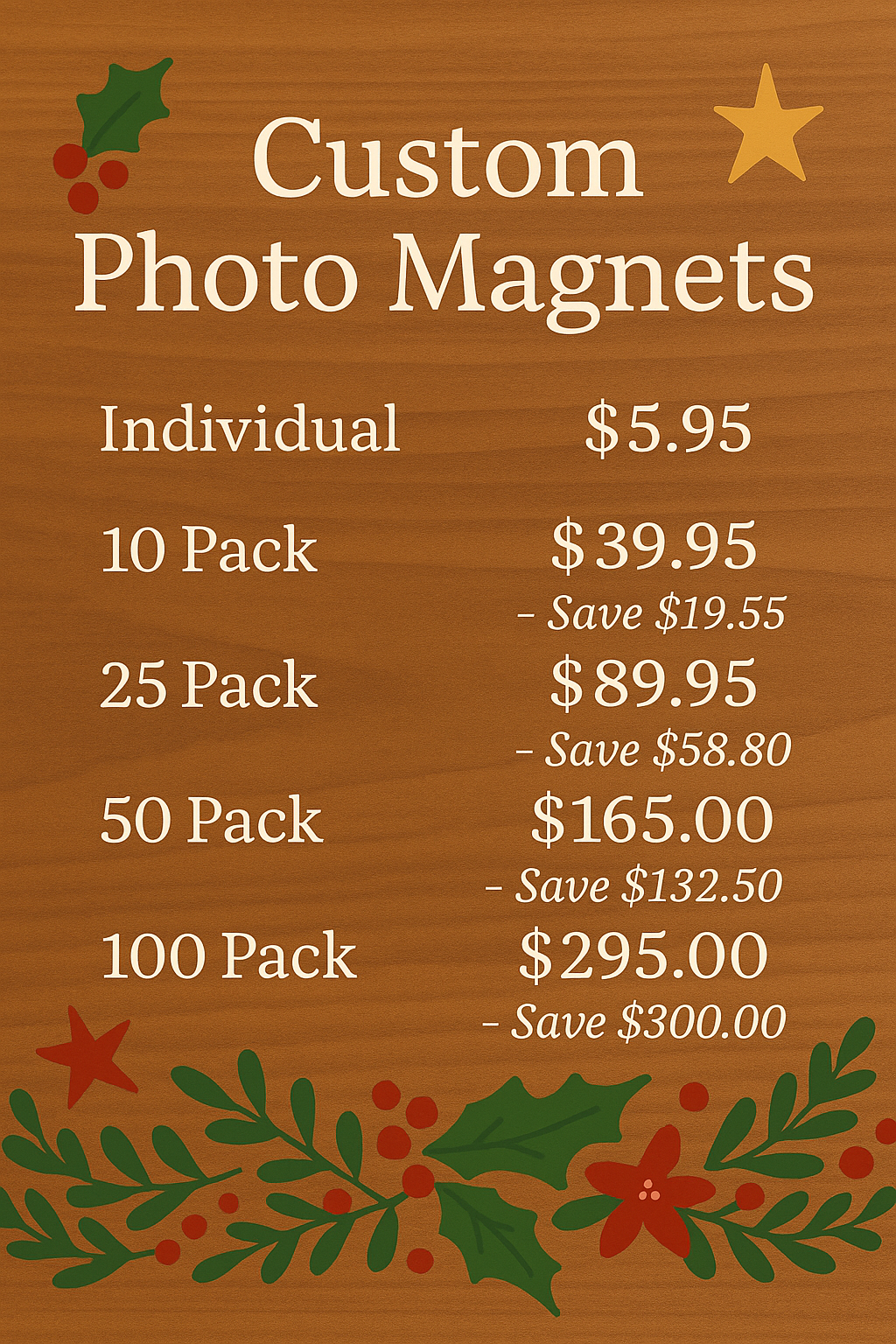 Custom Holiday Photo Magnet – Personalized Keepsake for Christmas Cards
