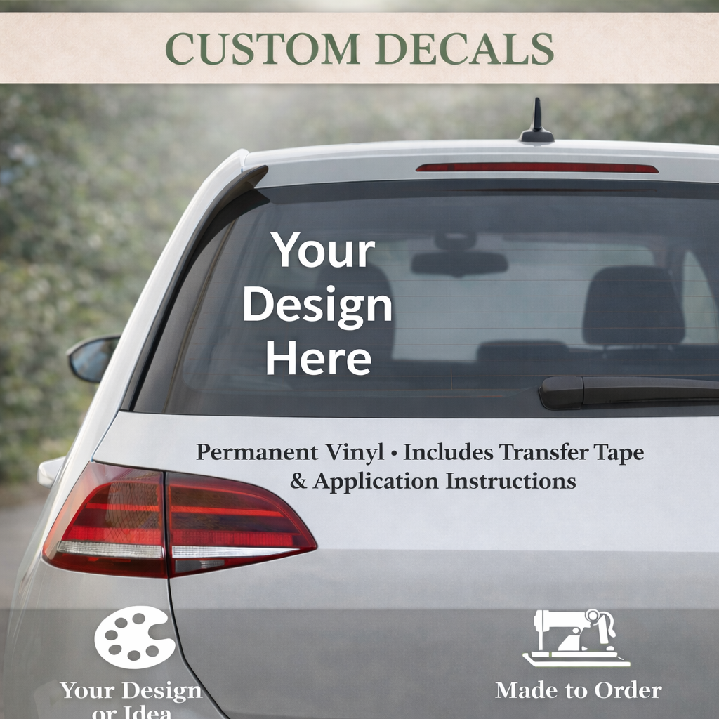 Car with custom decal application kit on a blurred background