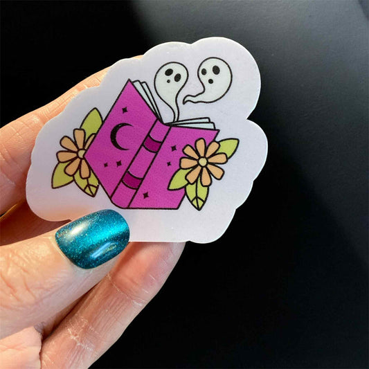 Waterproof Cute Spooky Ghosts with a Book Sticker 