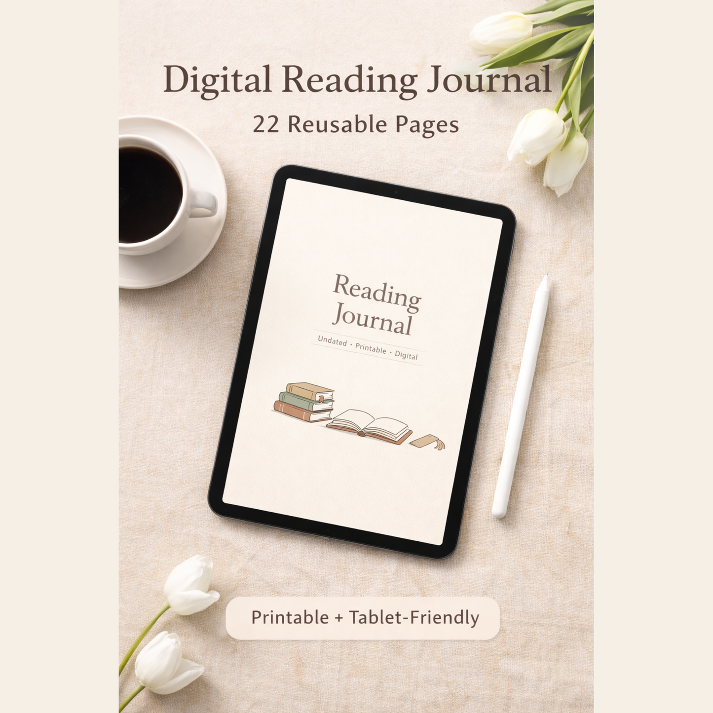 Reading Journal PDF – Undated, Printable & Tablet-Friendly