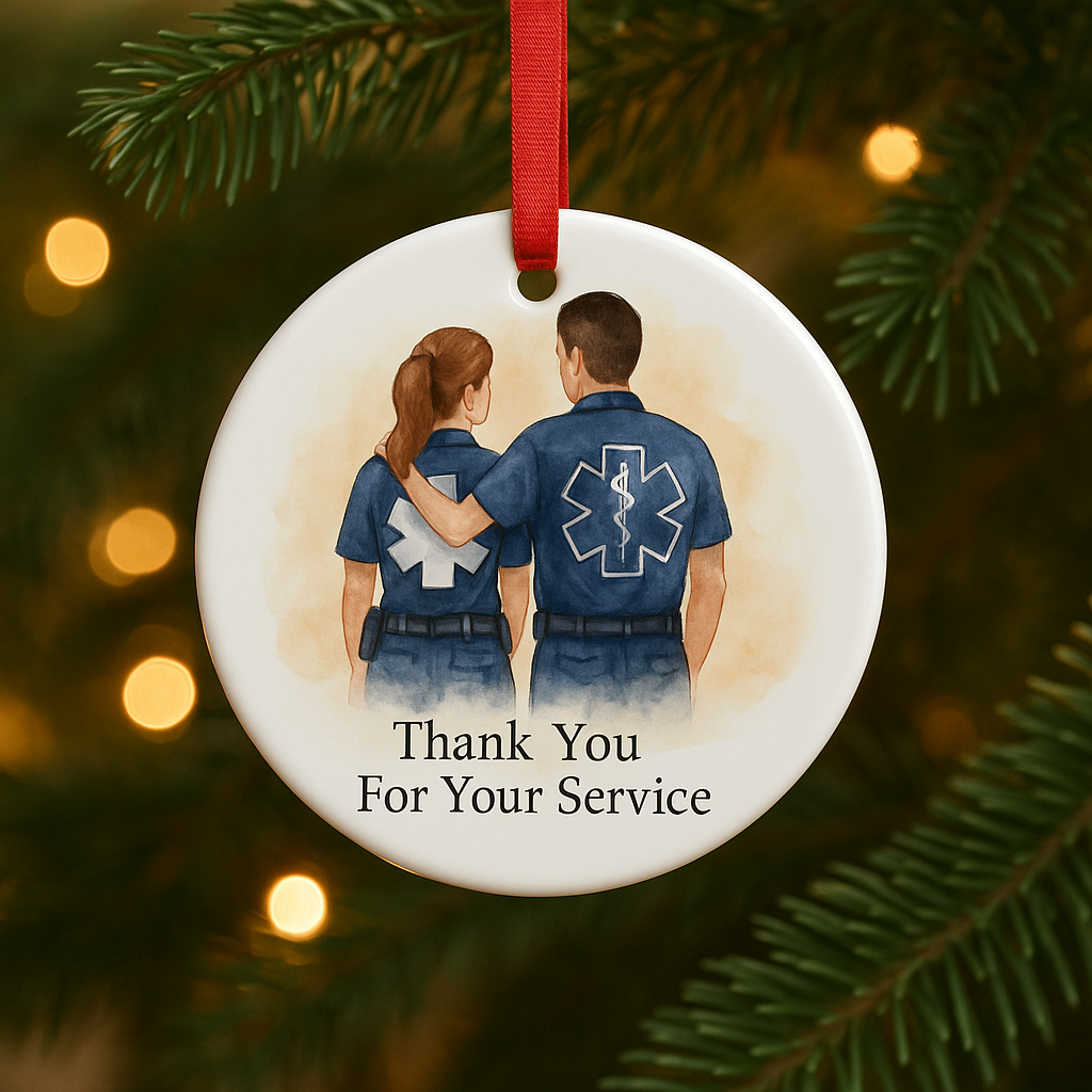 EMT Christmas Ornament – Watercolor Emergency Medical Services Appreciation Gift