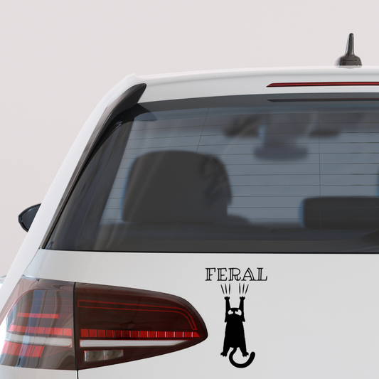 Feral Cat vinyl decal – funny edgy cat sticker for cars, laptops, tumblers, or windows