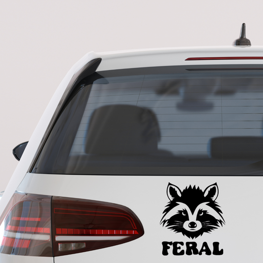 Feral raccoon vinyl decal – funny edgy trash panda sticker for cars, laptops, tumblers, or windows
