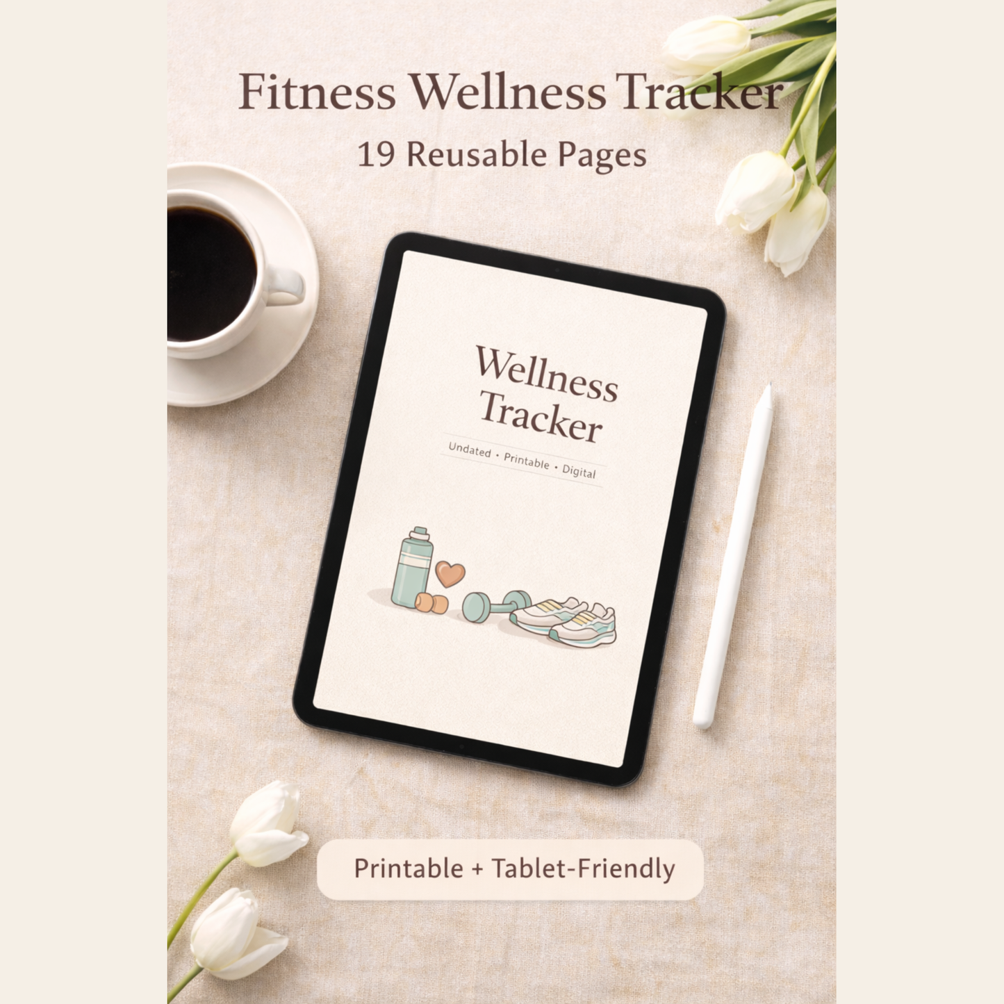 Wellness Tracker PDF Bundle Undated • Printable • Tablet-Friendly