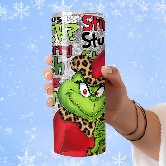 Grinch Leopard Stink Stank Stunk Tumbler – Funny Christmas Holiday Cup