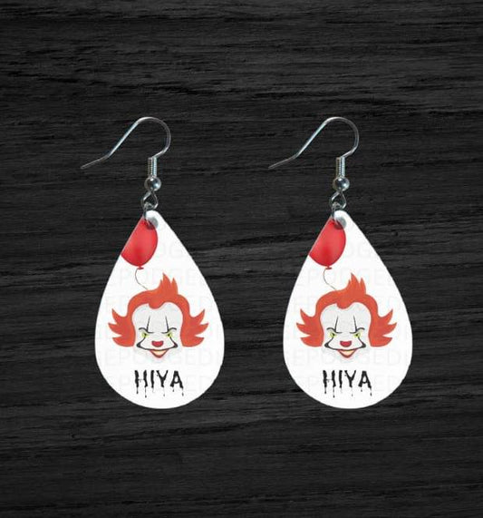 Teardrop shaped; Hiya Georgie Pennywise/IT/Clown/Halloween Earrings