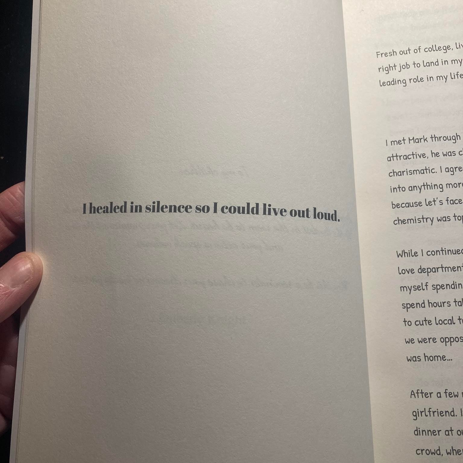 Open book with a quote on a white background
