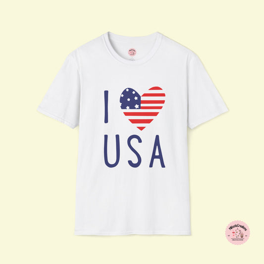 Celebrate Independence Day in style with this 100% cotton, I Love USA Patriotic 4th of July shirt. 