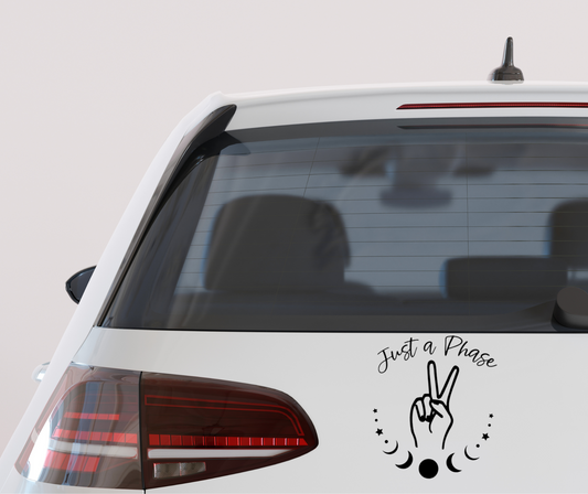 Just a Phase with Moon Phases vinyl car decal bumper sticker