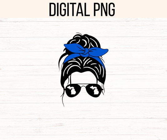 Messy Bun Michigan Mama Aviator Png