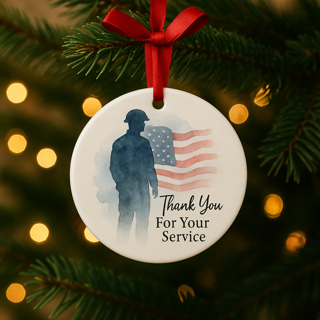 Military Christmas Ornament – Watercolor Armed Forces Appreciation Gift