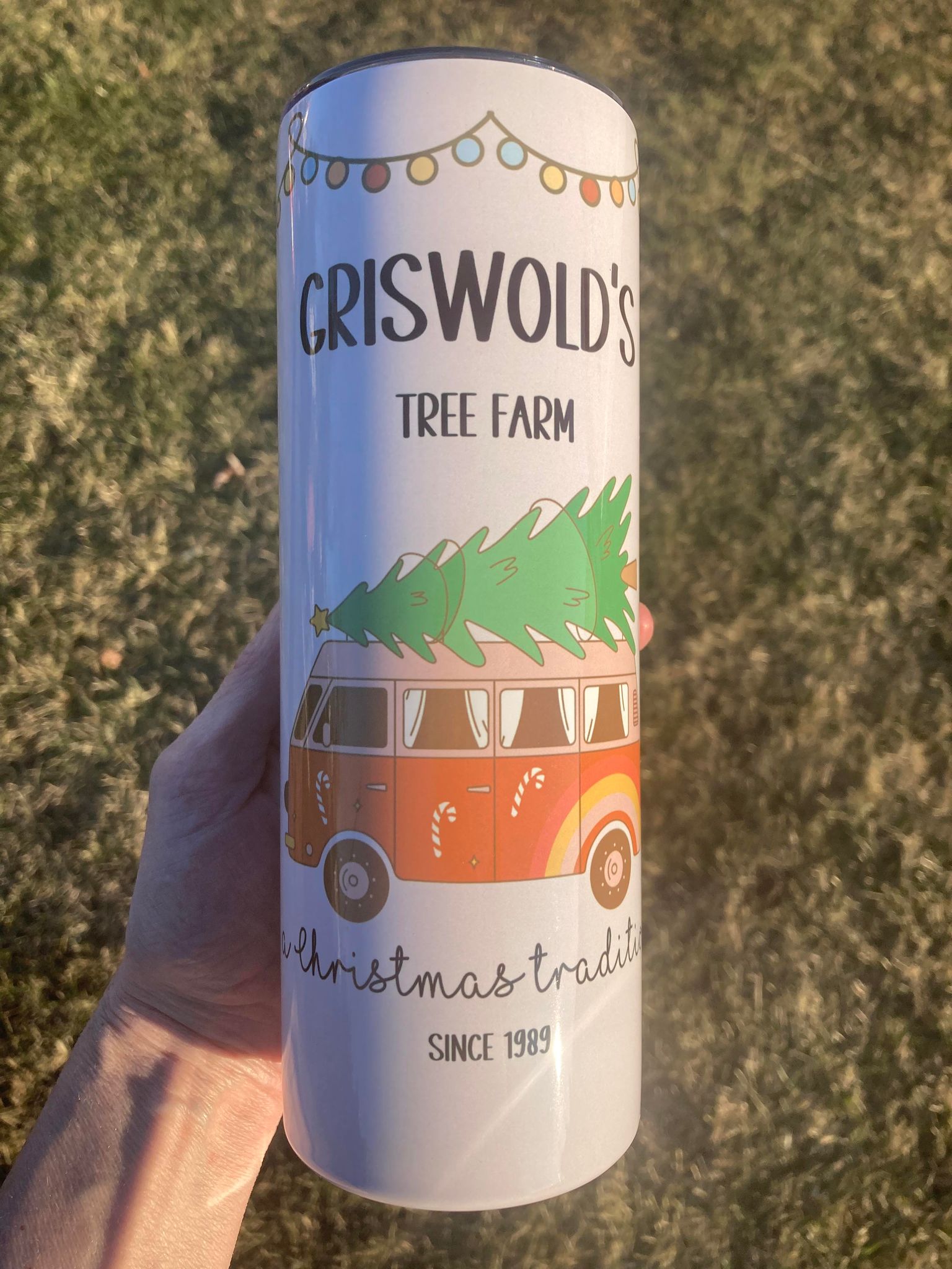 Griswold’s Tree Farm Tumbler – Vintage Christmas Van Cup. National Lampoons Christmas Vacation Movie Tumbler