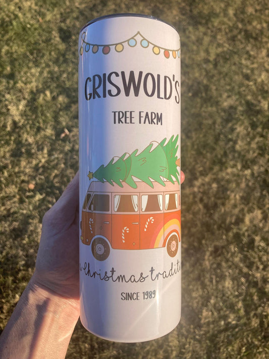 Griswold’s Tree Farm Tumbler – Vintage Christmas Van Cup. National Lampoons Christmas Vacation Movie Tumbler