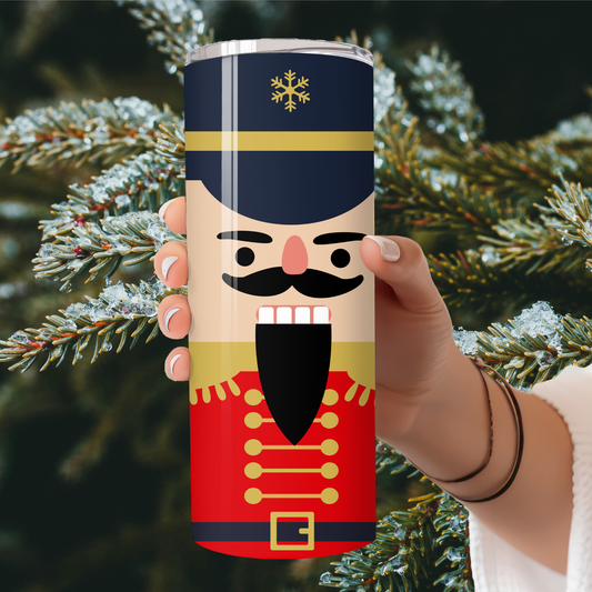 Nutcracker Christmas Tumbler | Classic Red & Gold Holiday Soldier Cup