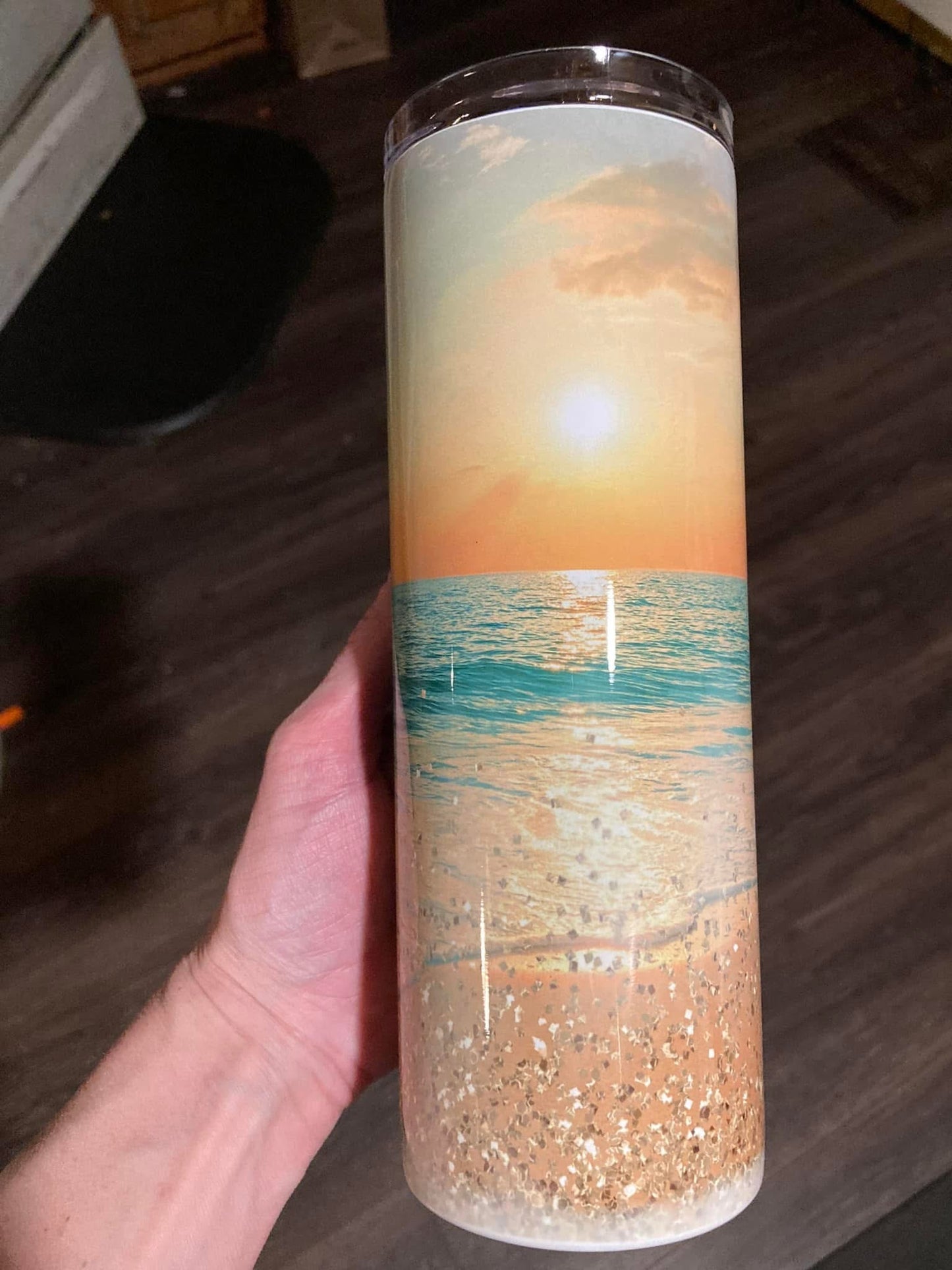 Ocean sunset tumbler inspired by calm coastal vibes. Perfect for everyday drinks and beach lovers.