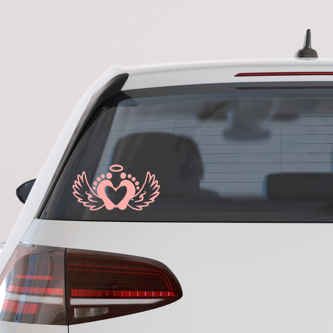 Angel Baby Memorial decal – miscarriage and infant loss remembrance vinyl sticker with wings and halo – waterproof for cars, laptops, and tumblers