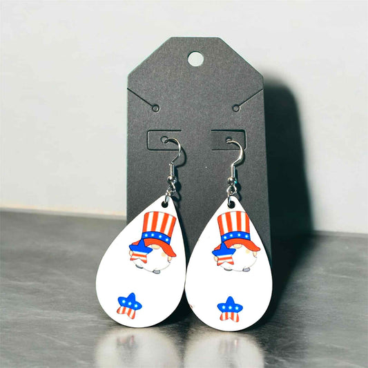 Teardrop Patriotic 4th of July "Uncle Sam" Gnome Earrings.
