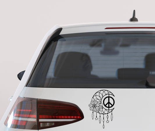Peace Sign Dreamcatcher vinyl car decal bumper sticker